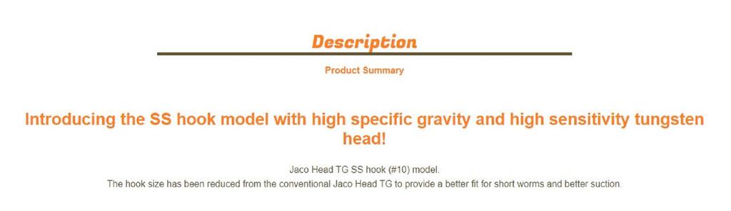 Jungle Gym J313 Jig Head Tg Tungsten 1.2 grams Hook Size 10 (9334)