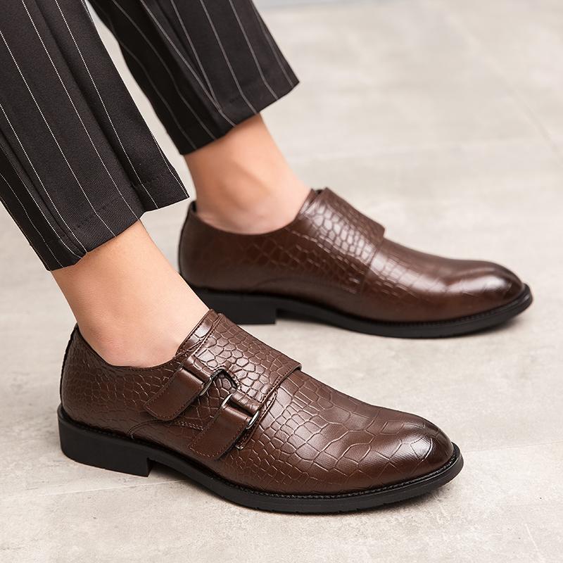 Business Men's Fashion Business Dress Pointed Office Shoes Genuine Leather Shoes Mens Buckle Casual Wedding Luxury Derby Shoes