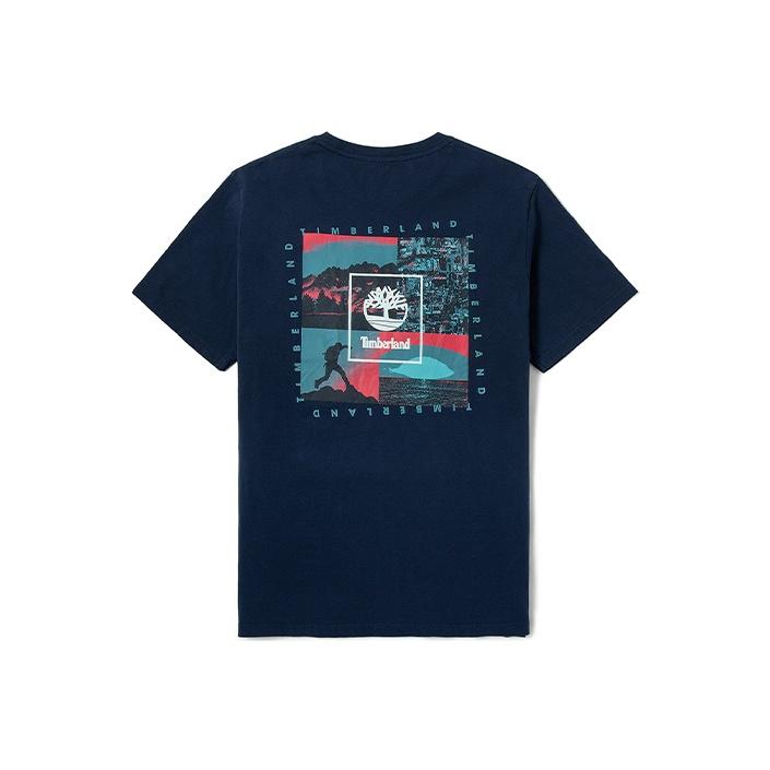 Timberland Back Print Casual Breathable Short Sleeve T-Shirt Men Tops Dark-Blue A2DVC-451