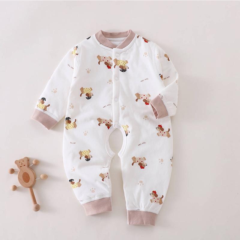 40g Thin Cotton Baby Romper, Open Crotch, Quilted Warm Onesie for Spring, Autumn, and Winter