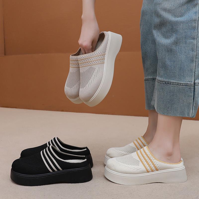 Slippers Women's Summer New Bag Head Mesh Breathable Thick-soled Women's Slippers Wear Non-slip Soft-soled Fashion Women's Shoes