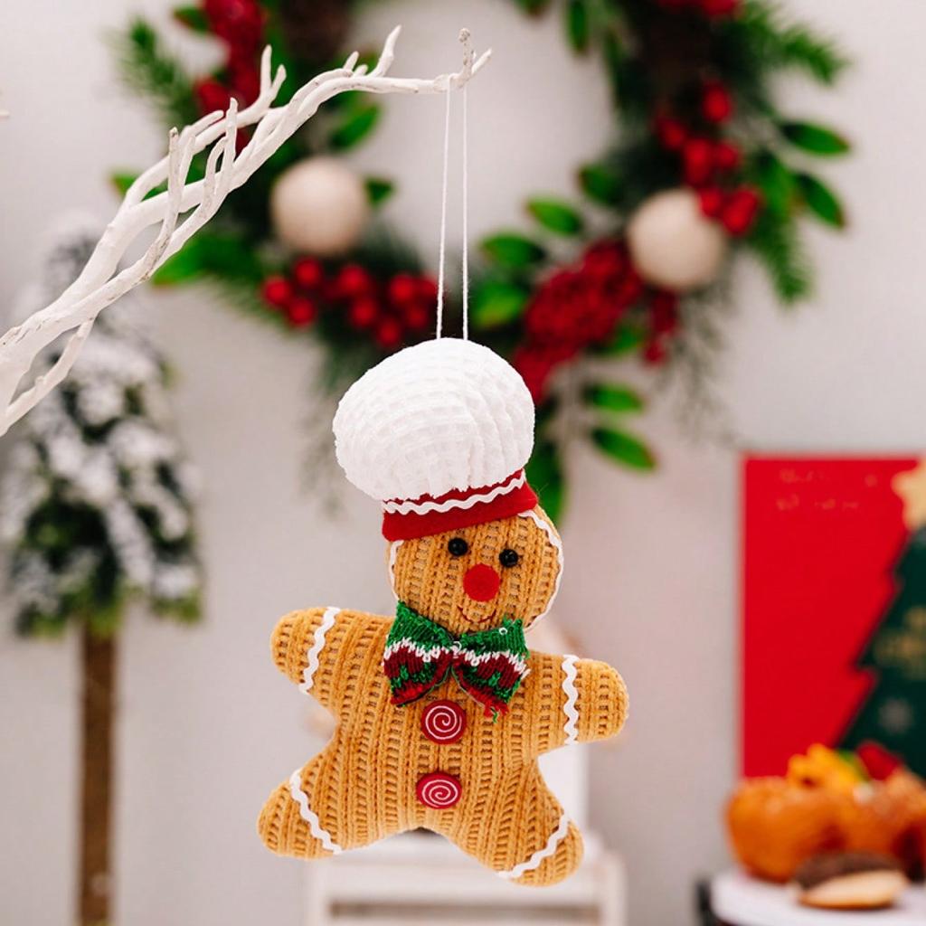 1Piece Christmas Decorations Creative Gingerbread Man Doll Pendant Yellow Doll Party Christmas Tree Pendant