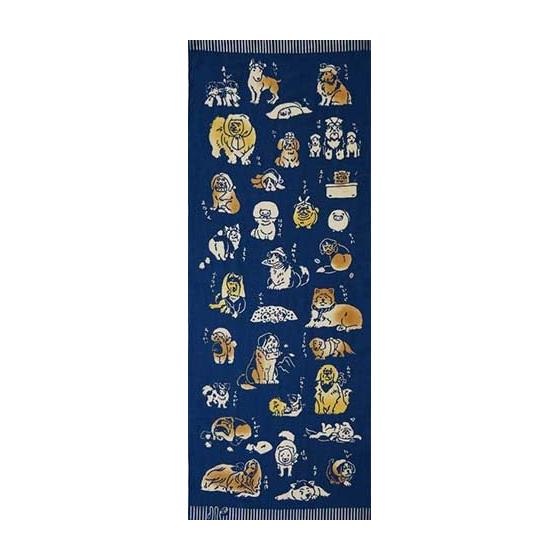 Edoten Todaya Shoten Tenugui Hand Towel, Pear Garden Dye, Inu (Dog) Pattern, 1050, Chusen (Hand-dyed), 100% Cotton, Approx. 37x98cm, Japan