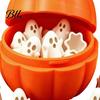 Desktop Ornament Display Pumpkin Bucket with Mini Ghosts, Halloween Candy Bowl, Cute Ghost Creative Container Figurines, Party Snack Holder
