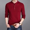 2026 Brandneues Frühlings-T-Shirt für Herren Langärmeliges T-Shirt für Herren Vertikaler Kragen Einfarbige T-Shirts Herren Poloshirt Herren Oberteile T-Shirts