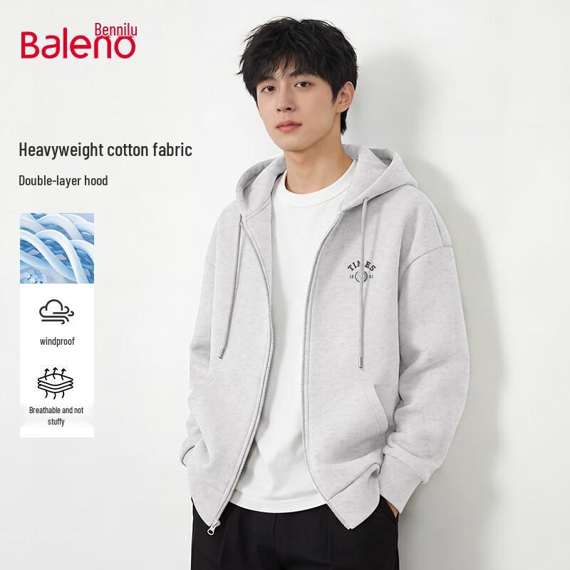 Baleno Men's Loose Fit Hooded Zipper Sweatshirt Jacket