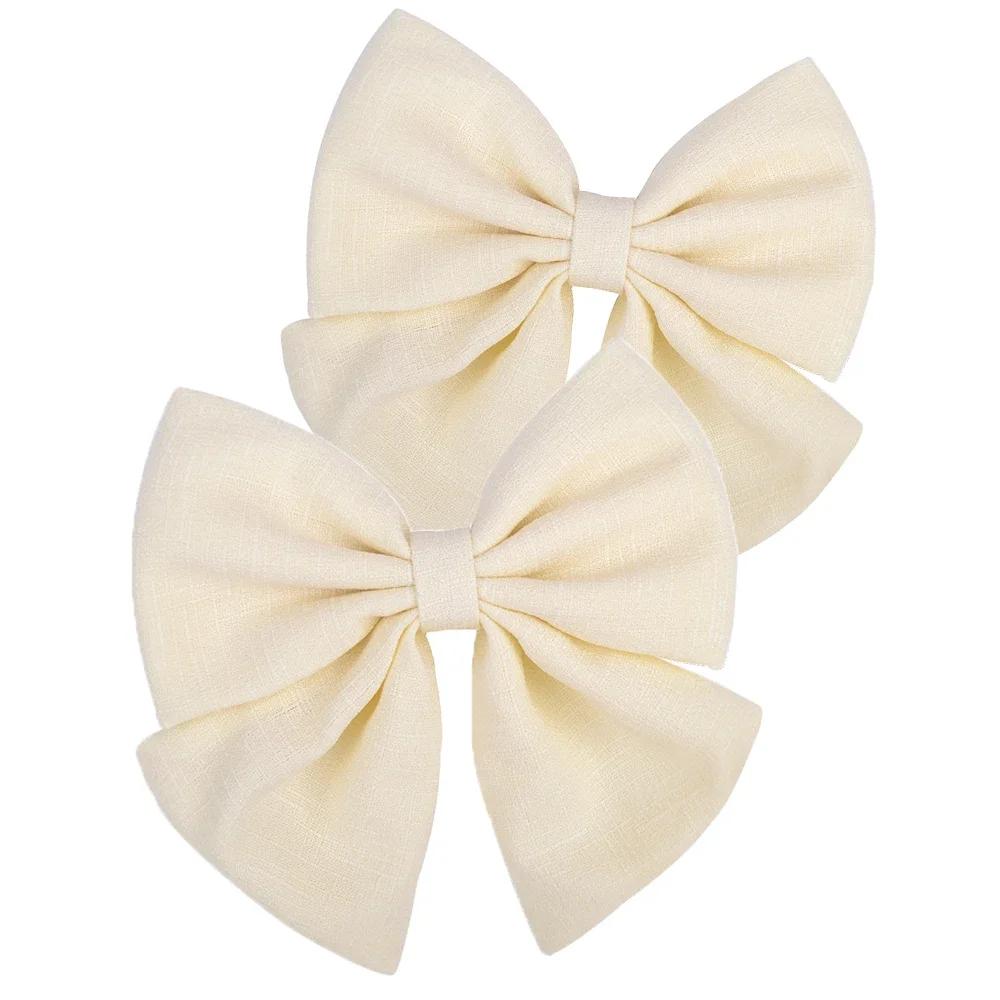 2 Pcs/lot Cute Solid Cotton Hair Bows With Clip For Girls Hair Clips Handmade Hairpins Barrettes Headwear Kids Hair Accessories