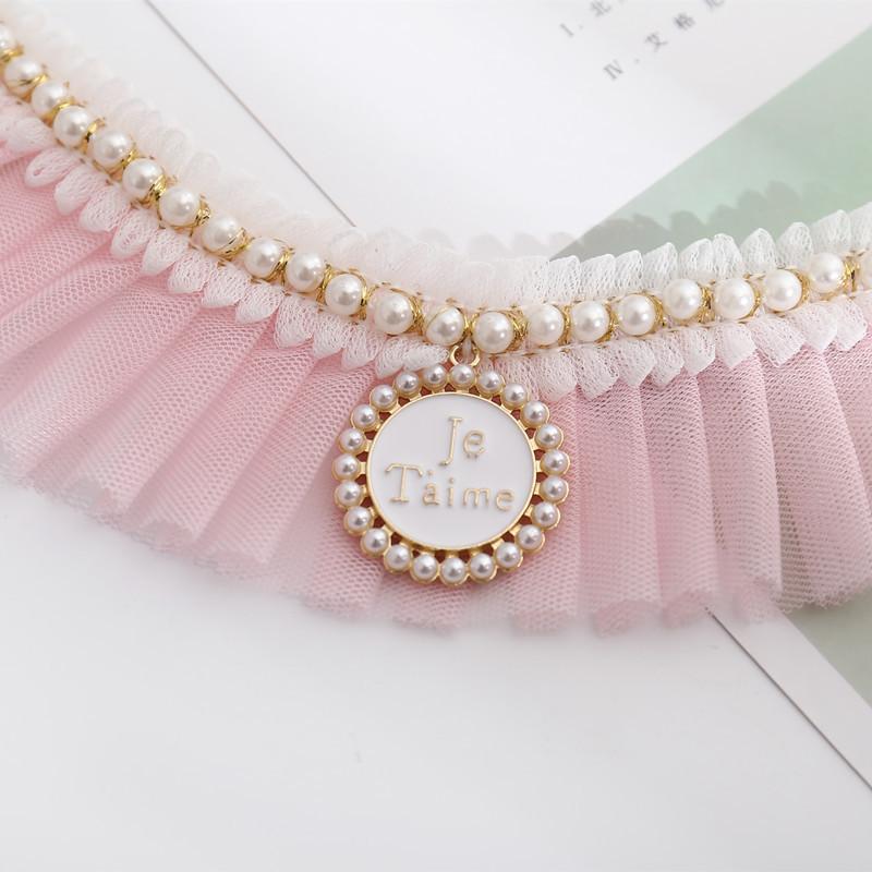 Pink Veil Pet Dog Collars Pearl Bow Tie Animal Party Small Medium Puppy Neck Wear Fancy Ribbon Costume Item Cat Neck Accessories