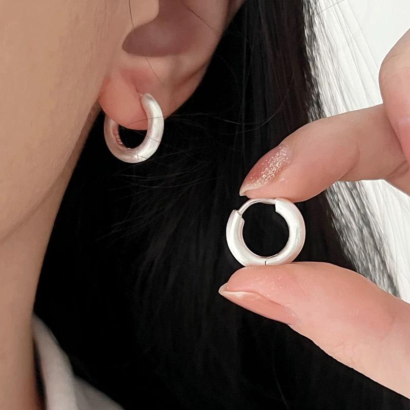 925 Sterling Silver Vintage Earrings For Women Simple Round Shinning Earring Jewelry Prevent Allergy Party Accessories Gift