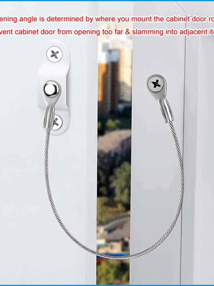 4pcs Stainless Steel Flexible Cupboard Door Window Hinge Limiter Stopper Ropes