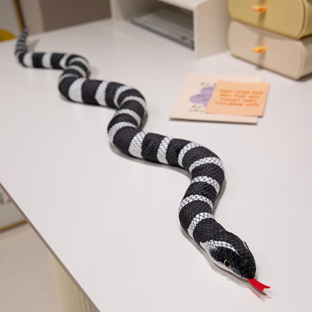 

Long Pattern Simulation Snakes Plushie Realistic Snake Stuffed Toy Boa Snake Plush Doll Pet Toys black white 1m