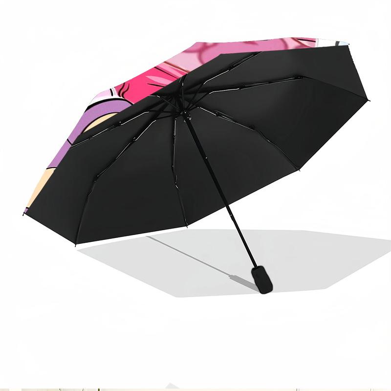 Labubu Print Automatic Open Close Umbrella, Portable Foldable Umbrella, for Outdoor Commute Camping Trip, Ideal Birthday Gift