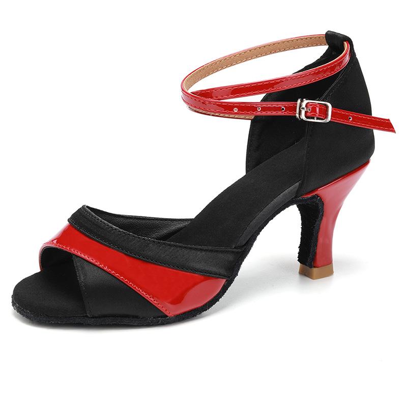 

Модні Жіночі Латинські Танго Вальс ЧаЧа Бальні Стандартні Танцювальні Туфлі Взуття для Вечірок з Підбором 7 см 39 червоний