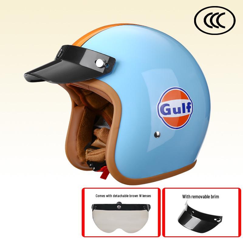 Retro 3C-Certified Unisex Motorcycle Helmet, All-Season 3/4 Design for Motorbike & Electric Bike