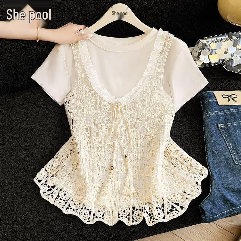 Shechi Women s Crochet Hollow-Out Layering Vest One Size