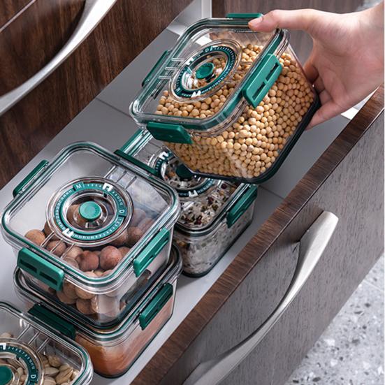 Food Storage Container Square Shape Moist-proof Sealed Design Plastic Kitchen Foods Storage Canisters for Pantry