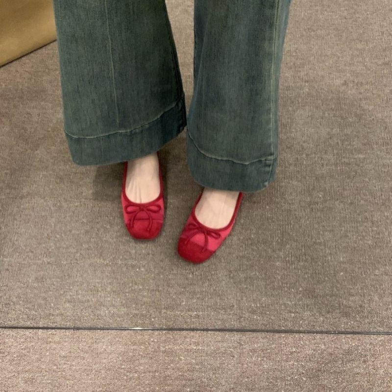 Temperament Flats, Small Red Single Shoes, Women's Shoes, Spring and Autumn Soft-soled Silver Ballet Shoes