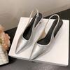 Fashion 2025 Fashion Summer Women's  Pointy Toe Kitten Heels Slingback Pumps Big Size 42 Elegant Sandal Office Lady Shoes