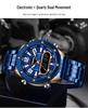 Yashidun Men's Luminous Dual Display Waterproof Quartz Watch with Steel Band