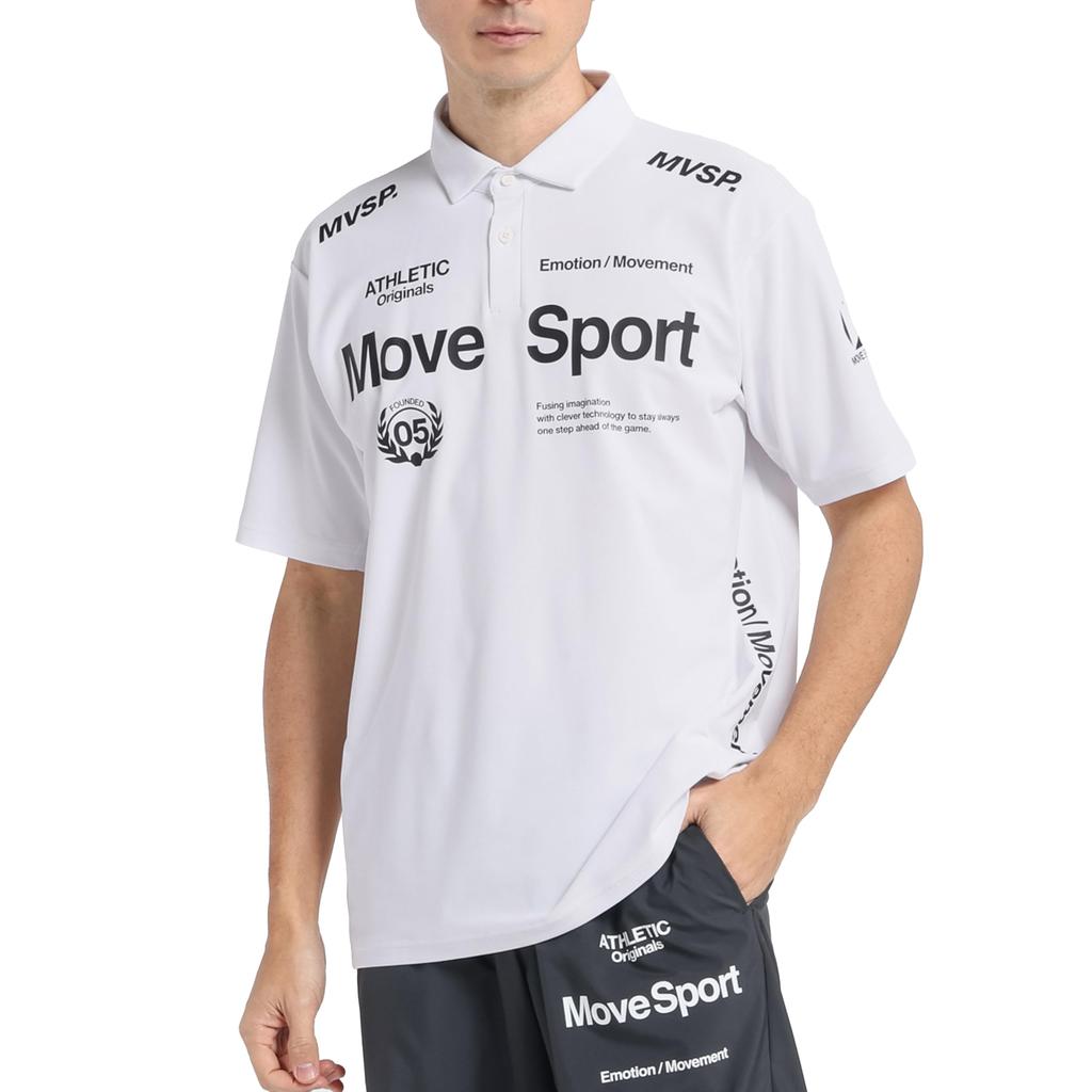 Move Sports SUNSCREEN Mini Pique Authentic Logo Polo Shirt ST5SHS00M_WHBK_L