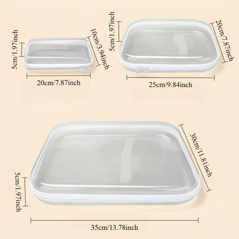 Clear PET Makeup Bag Waterproof Anti-leak Zippers Large Capacity Multi-use Toiletry Organizer for Global Travelers