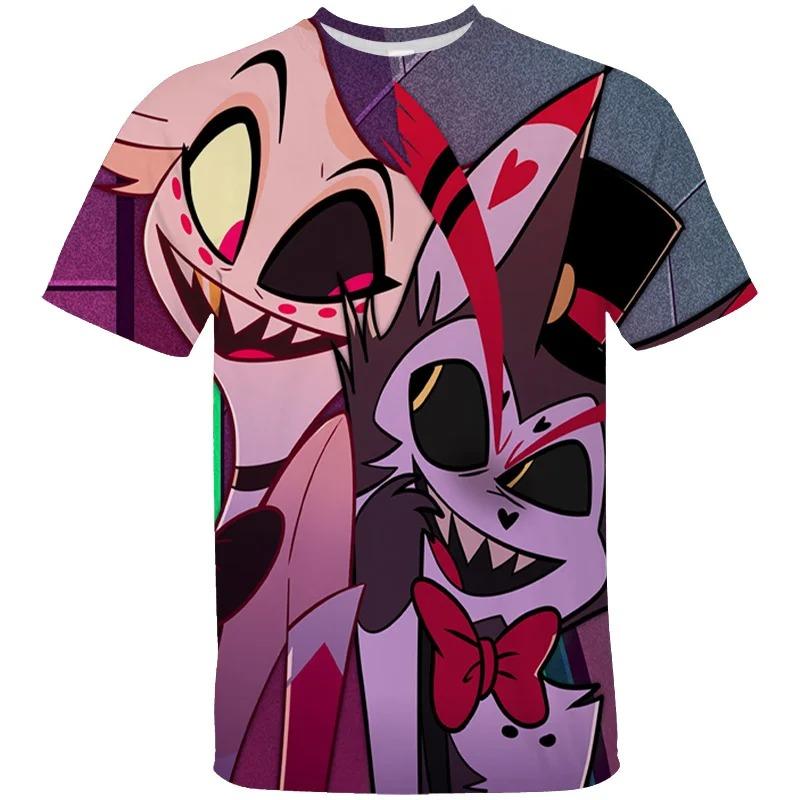 Children's Tshirts Hazbin Hotel Prited Summer Short Sleeve T-shirt for Men and Kids Hot Fashion Streetwear Adult Kid Clothing