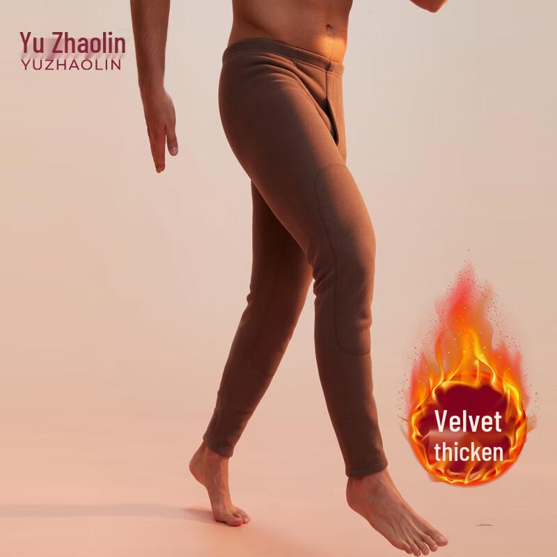 

YUZHAOLIN Мужские бесшовные плюшевые термолеггинсы с подогревом и поддержкой коленей XL