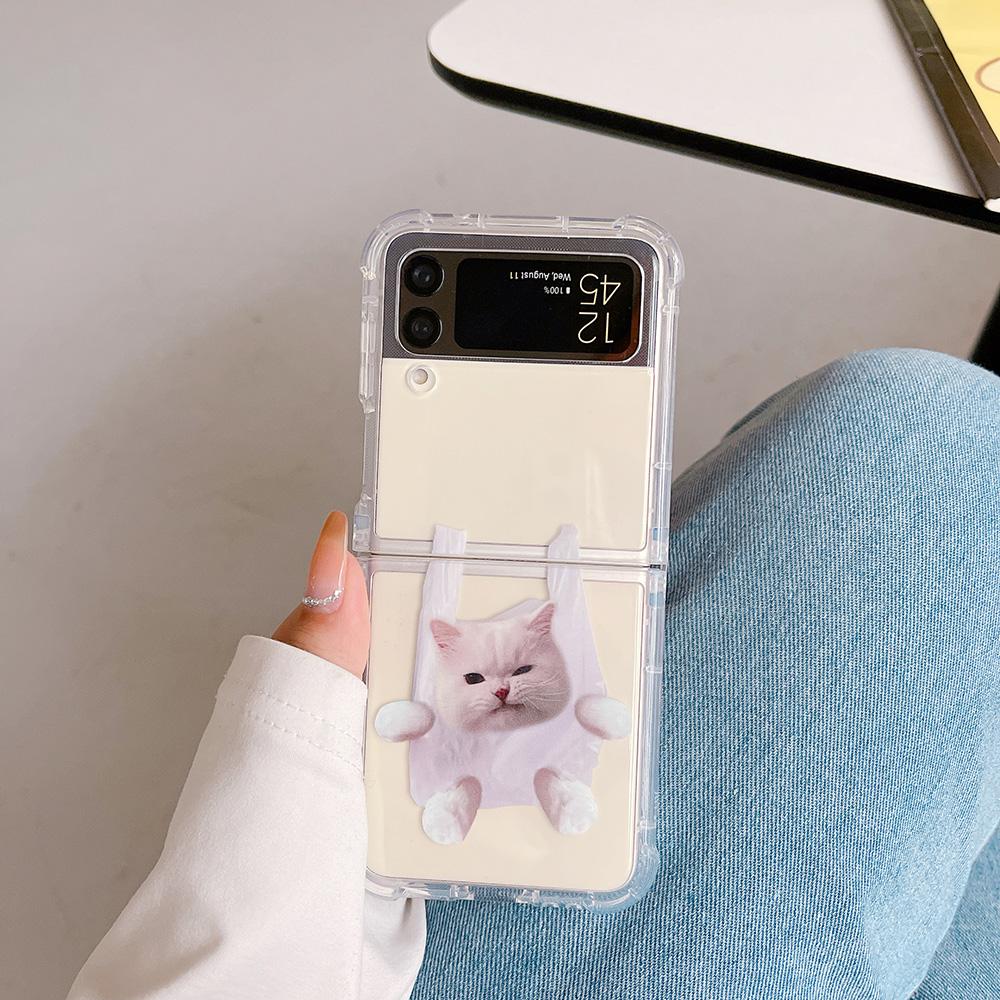 Do Samsung Galaxy Z Flip 4 Zflip 3 etui śliczne psy koty bransoletka przezroczysty miękki silikonowy składany odporny na wstrząsy pokrowiec ochronny