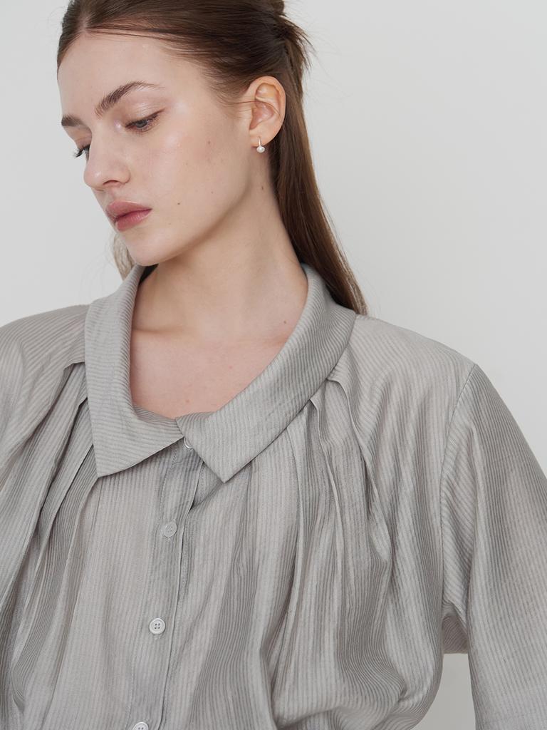 MOMET Goody Half Collar Blouse Mint Gray