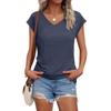 Women's Summer Fashion V-neck Solid Color Short Sleeve T-Shirt Casual Top