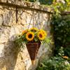 Cesto de Flores Suspenso Cônico Cesta de Plantas Tecida de Rattan Artificial Cesta de Plantas Cônica Rústica com Correntes de Metal para Decoração de Jardim Interior Exterior Varanda