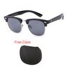 Classic Half Frame Polarized Sunglasses with Case Men Women Retro Rivet Small Sun Glasses Popular Foldable Travel Shades