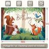 Forest 2nd Birthday Party Banner, Squirrel Rabbit Fox Polyester Backdrop for Room Wall