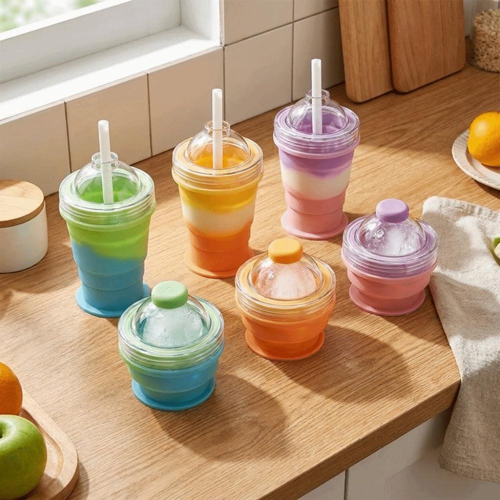 Silicone Foldable Ice Ball Cup Food Grade Collapsible Silicone Cup Portable Travel Tumbler Office