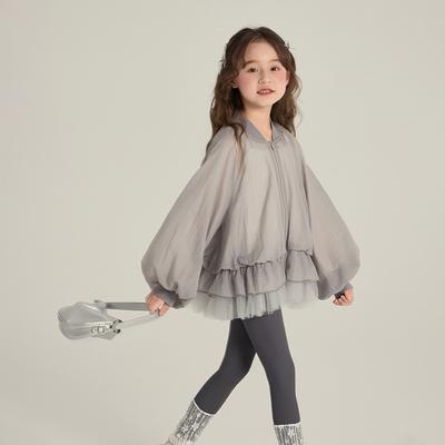 Spring Girls Children's Princess Tulle Hem Jacket Top Outerwear Fashionable Kids Clothing