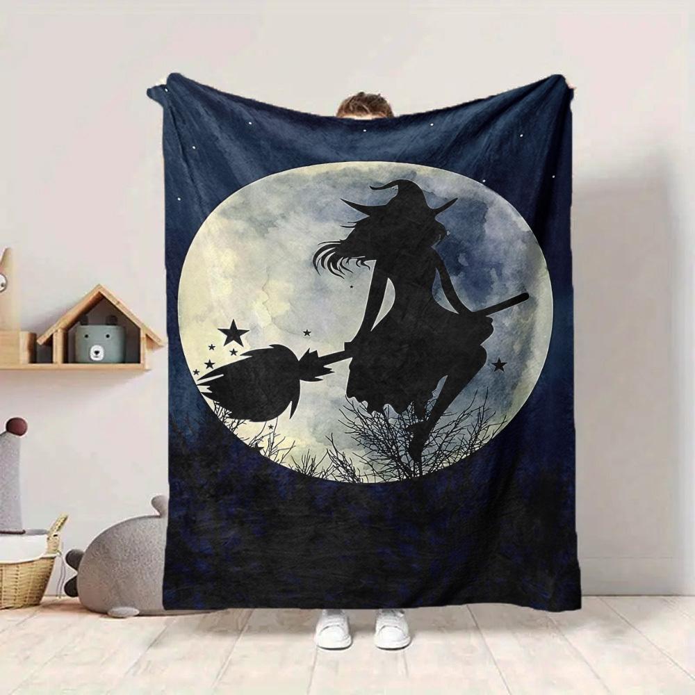 1pc Moon Witch Blanket, Lightweight Flannel Throw Blanket for Sofa, Bed, Travel, Camping, Living Room, Office, Couch050
