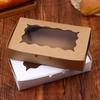 10Pcs Rectangular Cake Carriers Paper Gift Box With Clear Window For Cookies Bread Candy For Weddings Parties Valentine's Day
