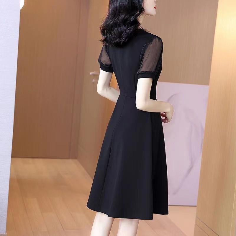 Black Skirt Women's Summer New Temperament Slim and Thin A-word Dress Hepburn Style Small Black Dress