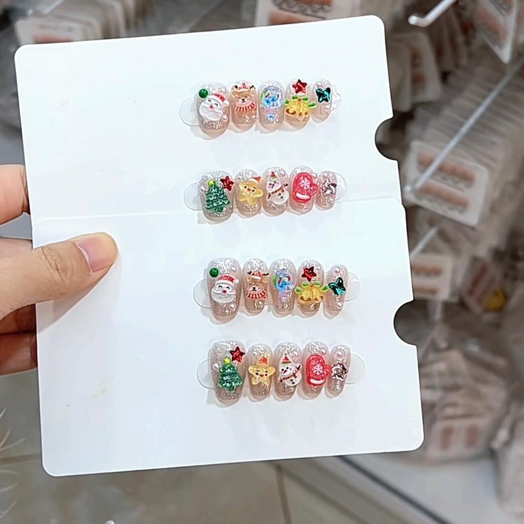 Pure Handmade Phototherapy Wear Nail Tablets Christmas Party Wear Nail Finished Product Reusable Nail Art