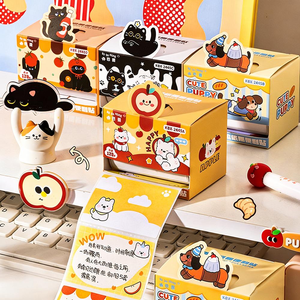 Pull-Out Sticky Notes Portable Self-Adhesive Notepad Animal Memo Pad Cartoon Boxed Memo Paper For Gift Student Dormitory