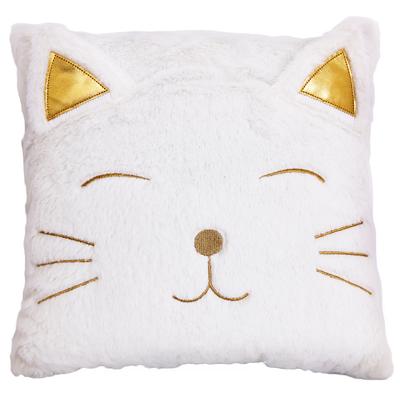 [R0918] - Plüschkissen „Katzen“ in Weißgold – 35 x 35 cm