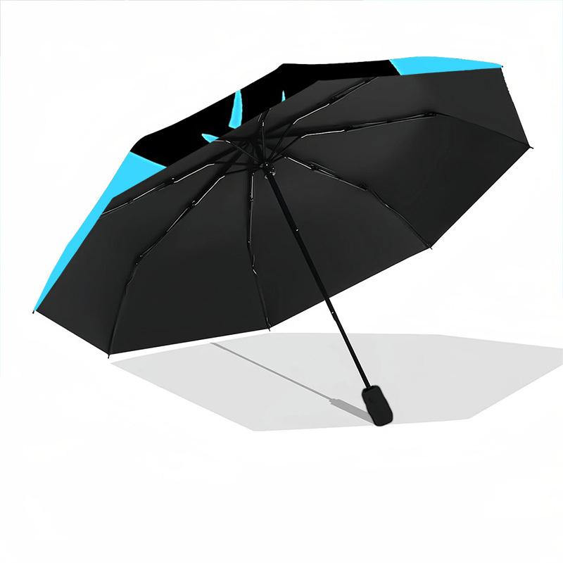 1pc Shark Fin Automatic Folding Umbrella - Compact Travel Umbrella with Auto Open/Close 8-Rib Heavy-Duty Shaft for Women/Men -l002