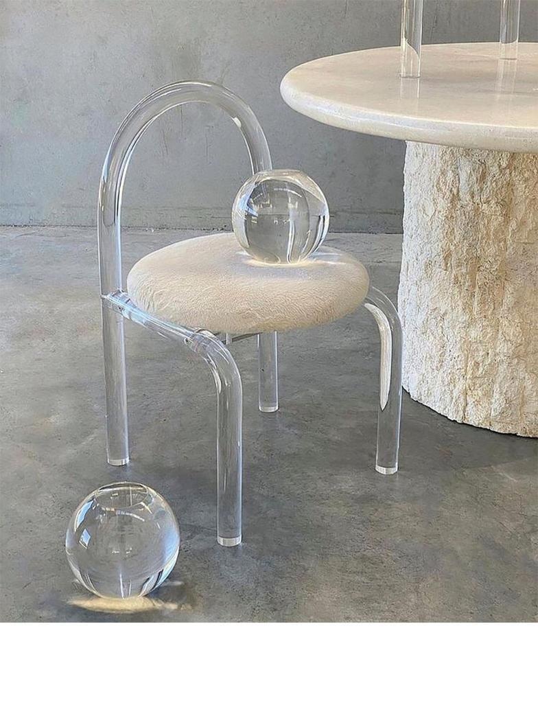 Acrylic Restaurant Kitchen Lounge Dining Chairs Modern Simple Dormitory Bedroom Makeup Chair Living Room Single Backrest Chair