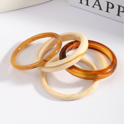 Bracelet Large Géométrique Vintage en Résine Marron Irrégulier Épais Transparent Bijou Cadeau pour Femmes Filles 2026 Nouveau