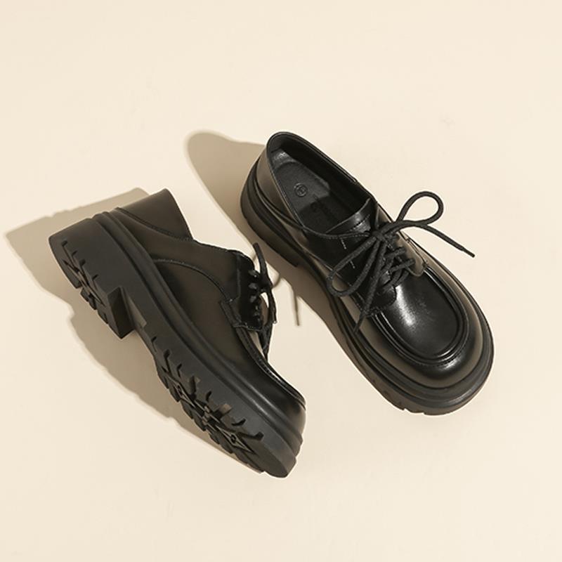 

Lolita shoes deep mouth thick heel single shoes women s new platform British small leather shoes women s spring and autumn loafers women s fashion 40 чорний
