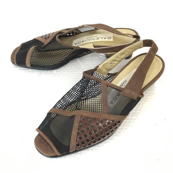 

Balenciaga Босоножки-сетка с ремешком на пятке Размер 34.5 22.0-22.5см Коричневые и черные туфли босоножки туфли-лодочки