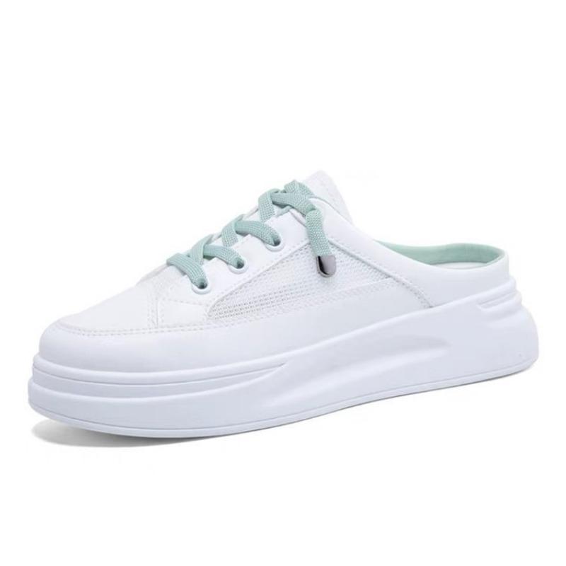 Baotou half slippers women wear summer new mesh breathable casual shoes lazy little white shoes women