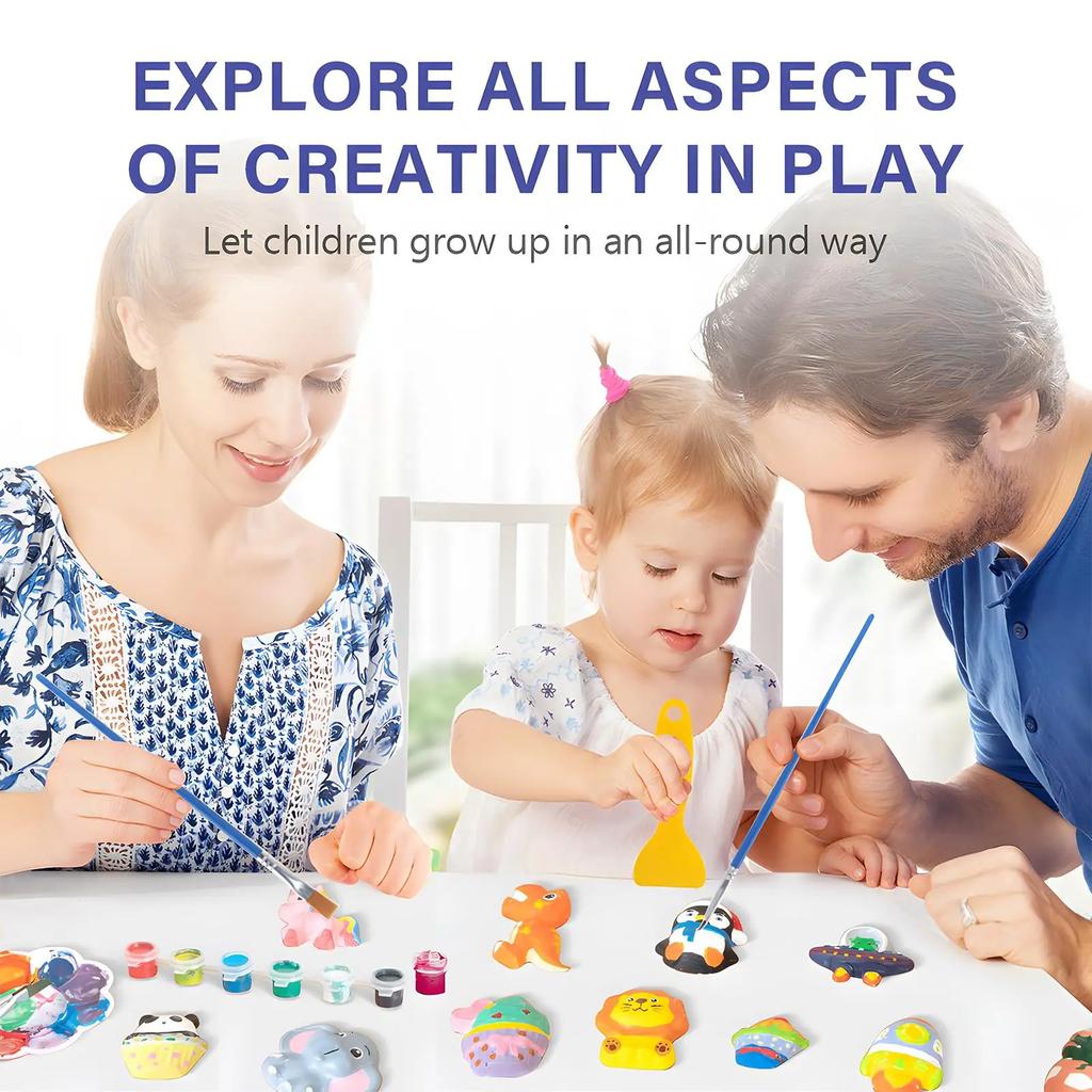 Arts and Crafts Set Painting Kit Unpainted DIY Dinosaur Space Projects Creative Blank Model Toys Graffiti Montessori Educational