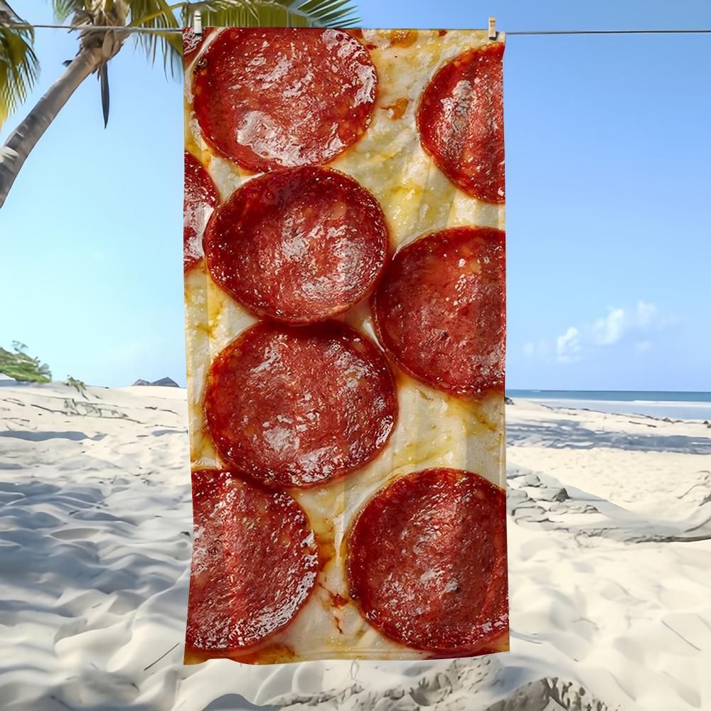 Pizza Towel Textile Bathrobe Beach Quick-Drying Lightweight Portable Camping Swim Delicious Pool Travel