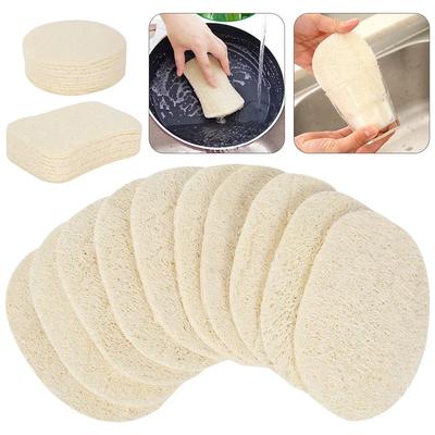 10 Stück natürliches Luffa-Geschirrspültuch, Schwamm, Luffa-Scheuerpad, Geschirr-/Topfschwamm, leicht zu reinigen, Schrubberschwamm, Küchenreinigungsbürsten-Pad